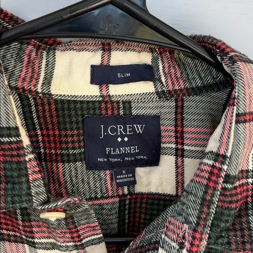 J. Crew Men’s Flannel Plaid Button-Down Shirt, Red Green 100% Cotton, Size S